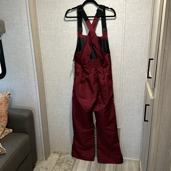 Maroon Snow Ski Bib Overalls - Picture 3 of 3